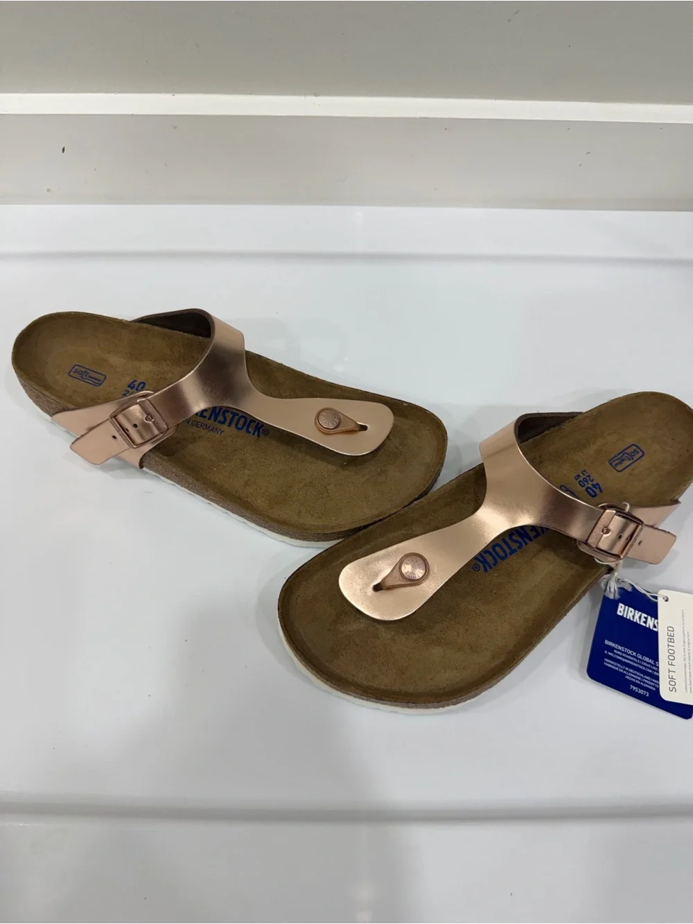 Birkenstock Gizeh Metallic Rose Gold Thong Sandals - Women's